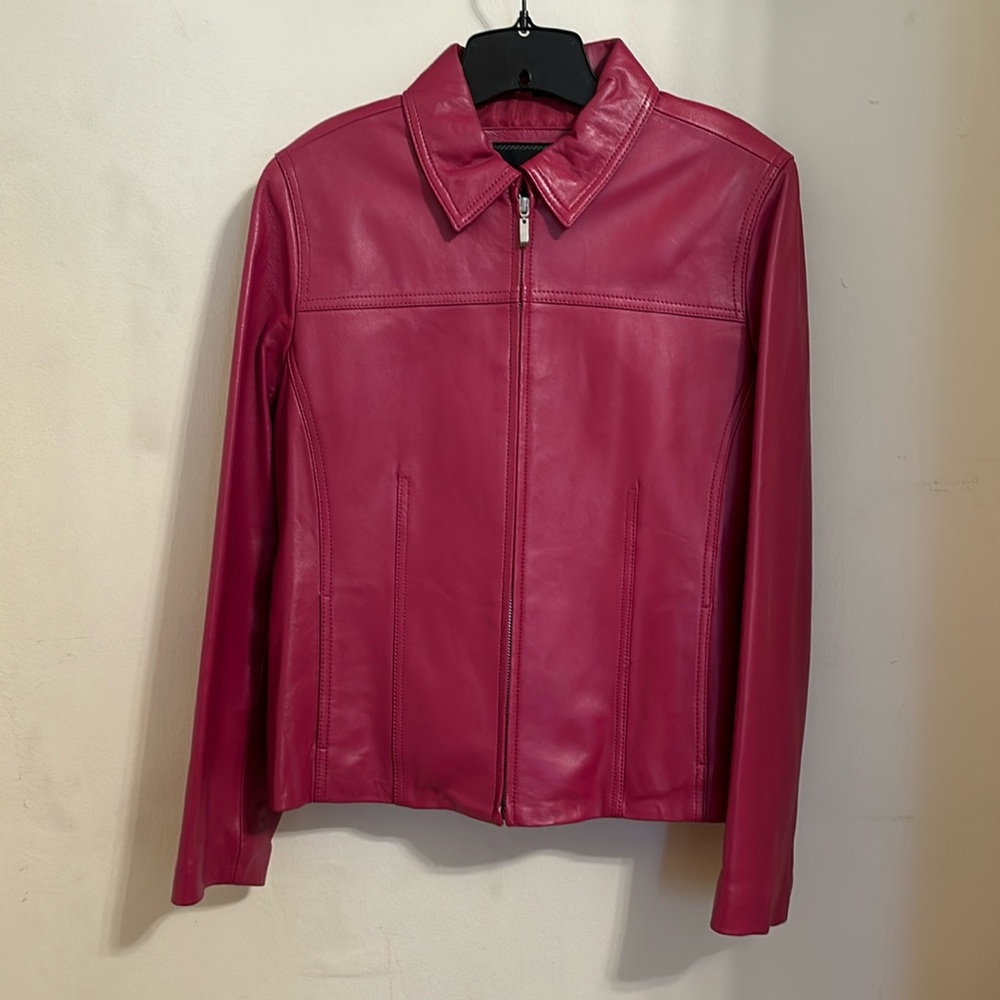 Avani New York Pink Leather Jacket in Size L